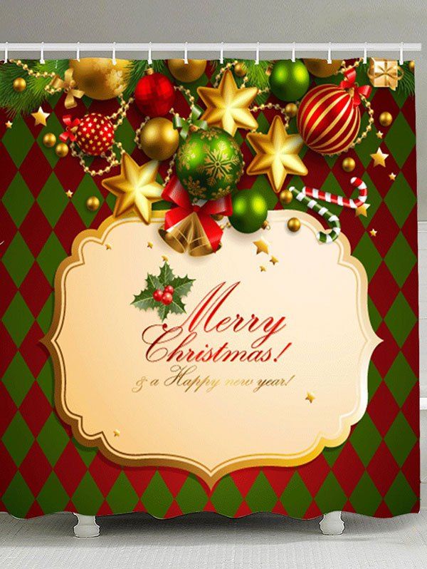 

Christmas Decorations Pattern Shower Curtain, Colorful