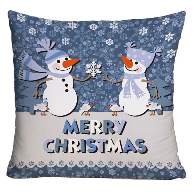 

Two Snowmen Print Decorative Throw Pillow Case, Colormix