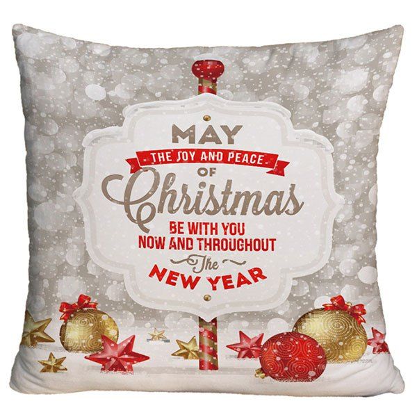 

Christmas Letter Print Decorative Throw Pillowcase, Gray