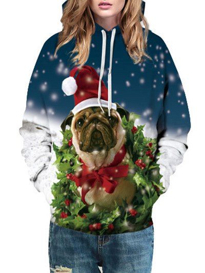 

Christmas Dog Berry Print Hoodie, Colormix