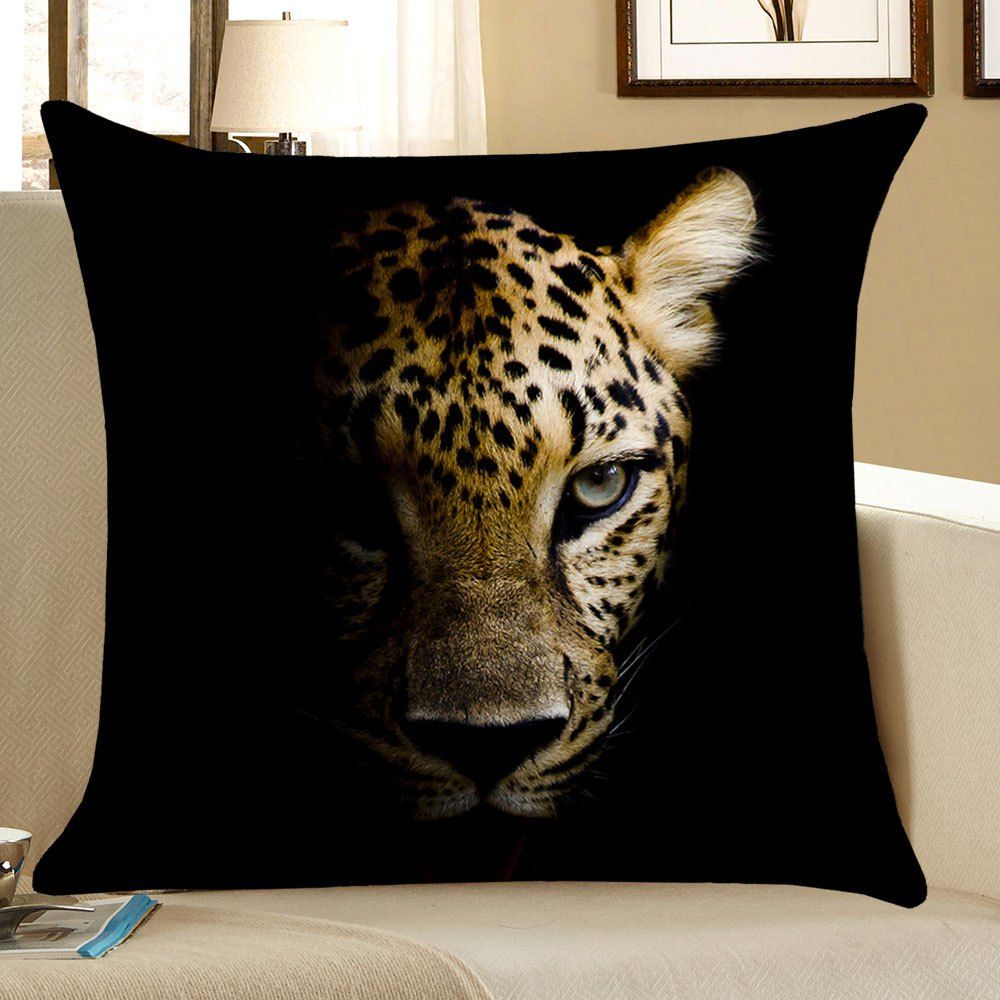 

Darkness Leopard Pattern Square Pillow Case, Black