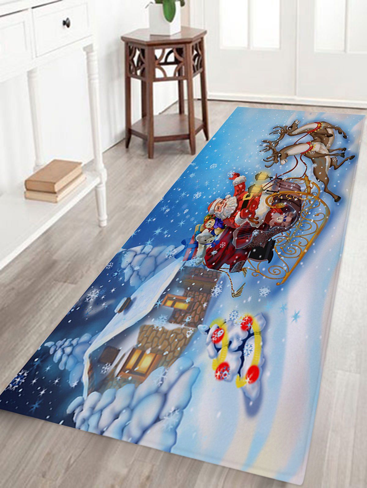 

Christmas House Santa Sleigh Pattern Anti-skid Water Absorption Area Rug, Colormix