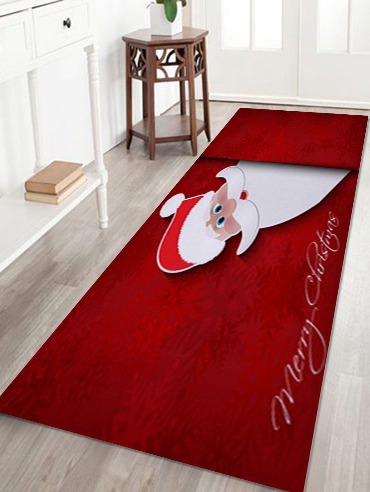 

Christmas Santa Letter Pattern Anti-skid Water Absorption Area Rug, Red
