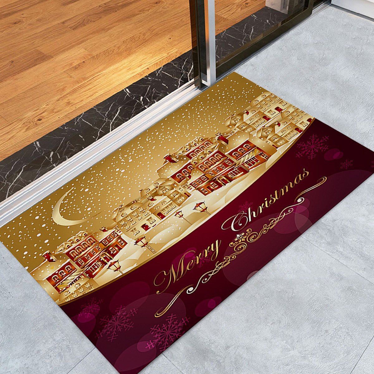 

Snowy Christmas City Pattern Anti-skid Water Absorption Area Rug, Colormix