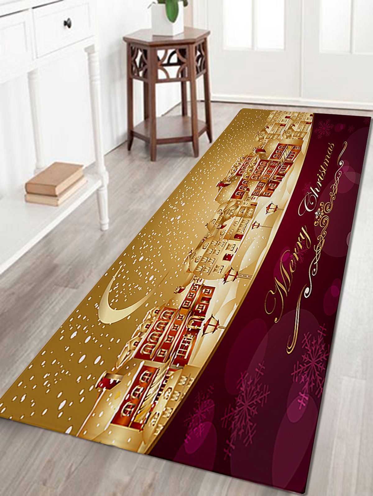 

Snowy Christmas City Pattern Anti-skid Water Absorption Area Rug, Colormix