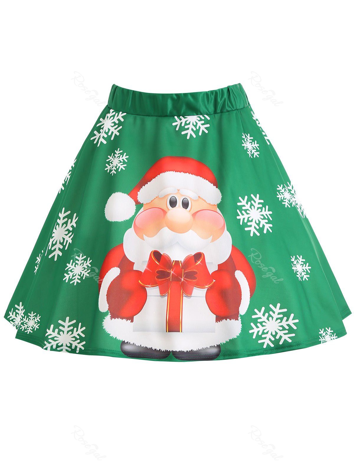 

Plus Size Christmas Santa Claus Snowflake Skirt, Green