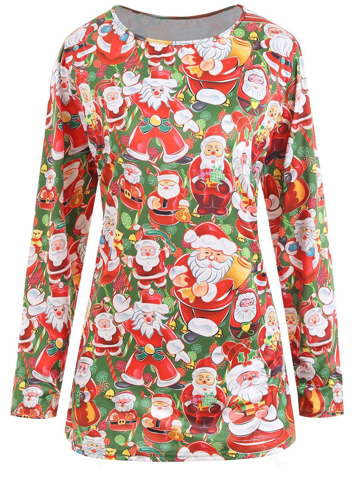 

Plus Size Christmas Santa Claus T-shirt, Red and green