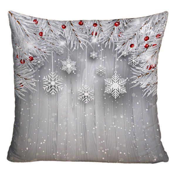 

Christmas Printed Decorative Sofa Throw Pillowcase, Silver