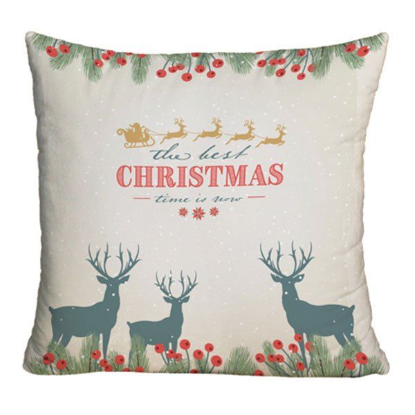 

Christmas Deer Print Sofa Decorative Throw Pillow Case, Colormix