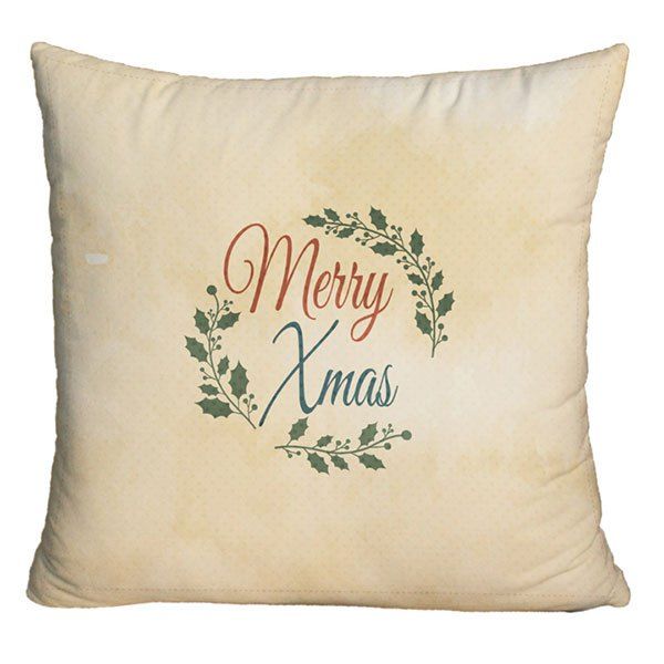 

Letter Print Merry Christmas Decorative Throw Pillowcase, Yellow