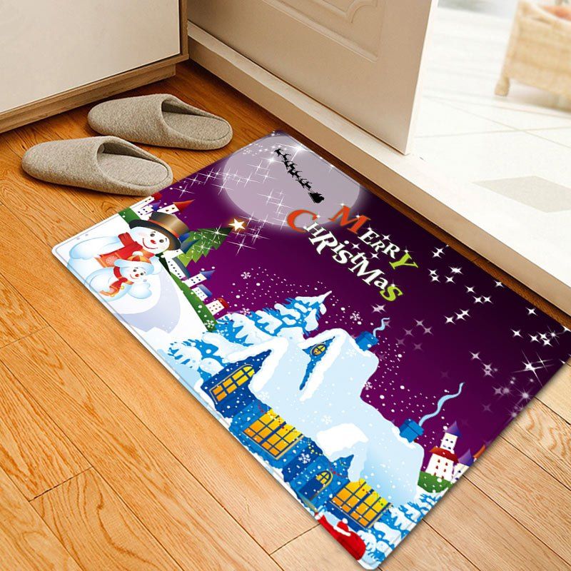 

Christmas Night Village Pattern Anti-skid Water Absorption Area Rug, Colormix