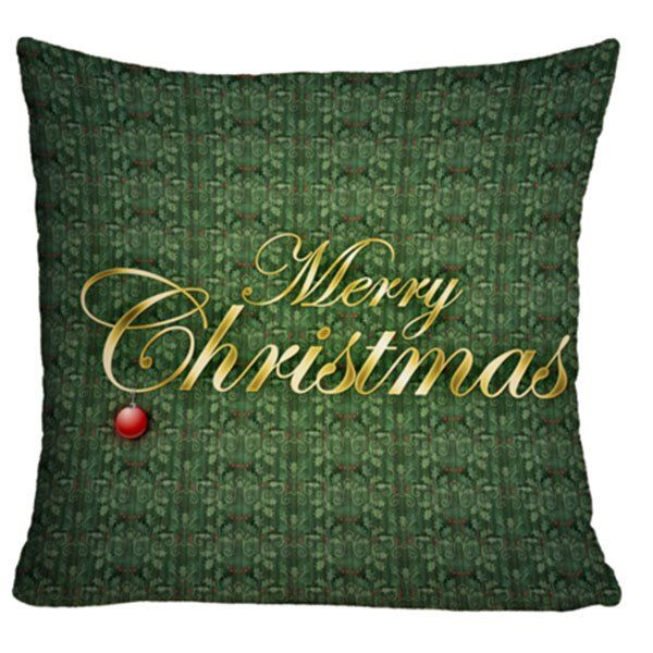 

Merry Christmas Letter Print Decorative Throw Pillowcase, Green