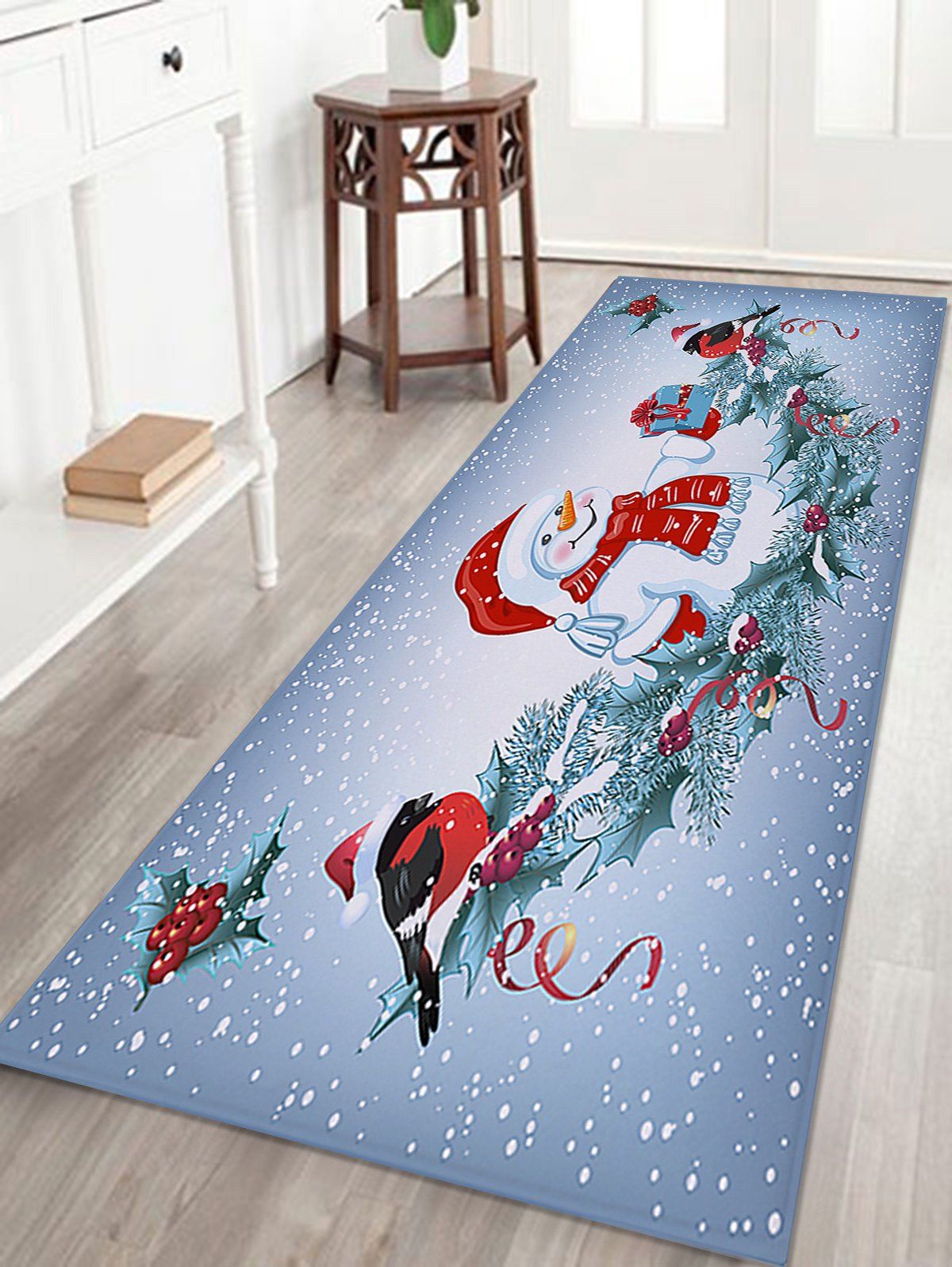 

Christmas Snowman Print Coral Fleece Antiskid Bath Rug, Colormix