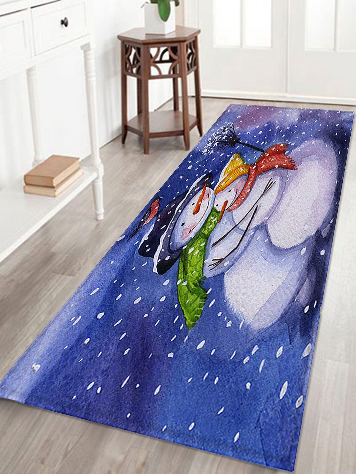 

Christmas Two Hugging Snowmen Printed Antislip Bath Rug, Colormix