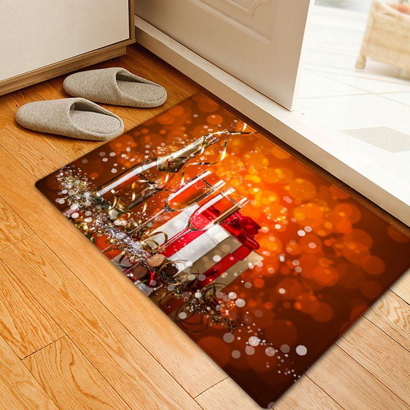 

Christmas Gift Wine Pattern Anti-skid Water Absorption Area Rug, Colormix