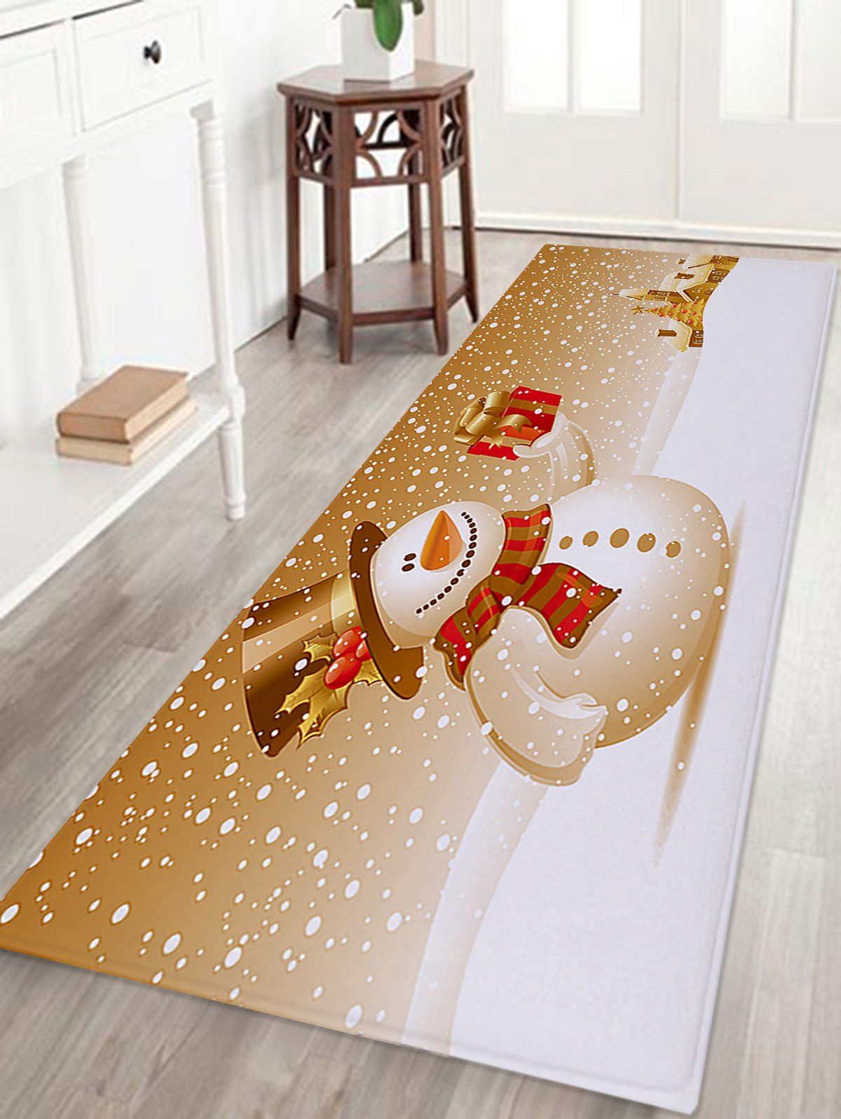 

Christmas Snowman Print Coral Fleece Skidproof Bath Mat, Colormix