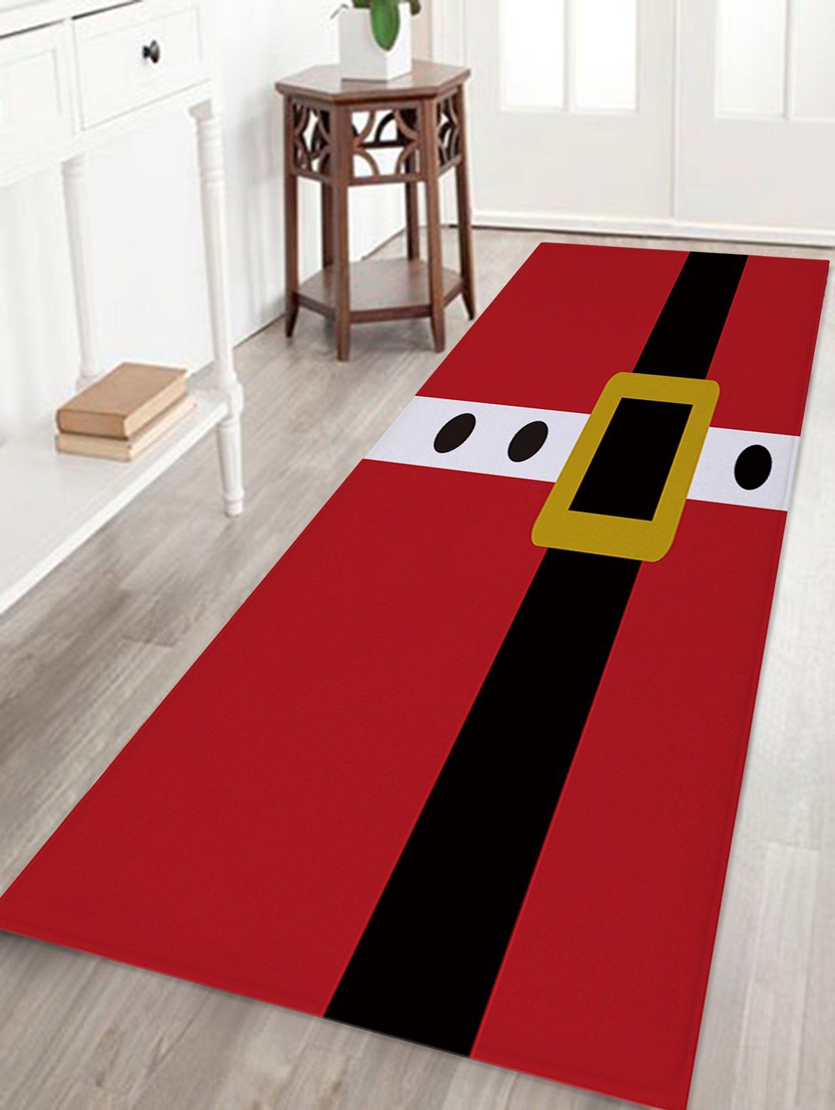 

Christmas Printed Coral Fleece Skidproof Bath Rug, Red