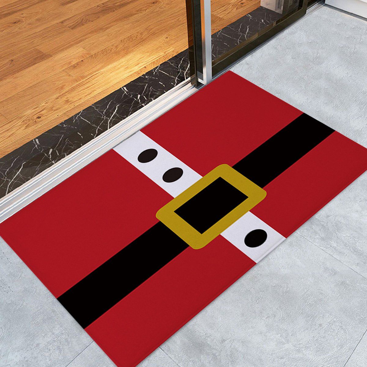

Christmas Printed Coral Fleece Skidproof Bath Rug, Red