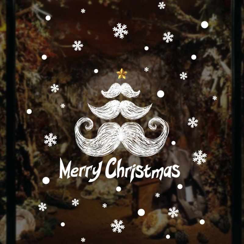 

Christmas Mustache Pattern Wall Art Stickers For Bedroom, White