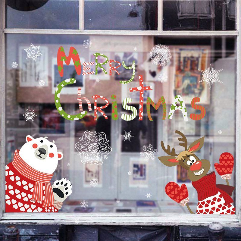 

Christmas Animals Pattern Wall Stickers For Living Room, Colormix