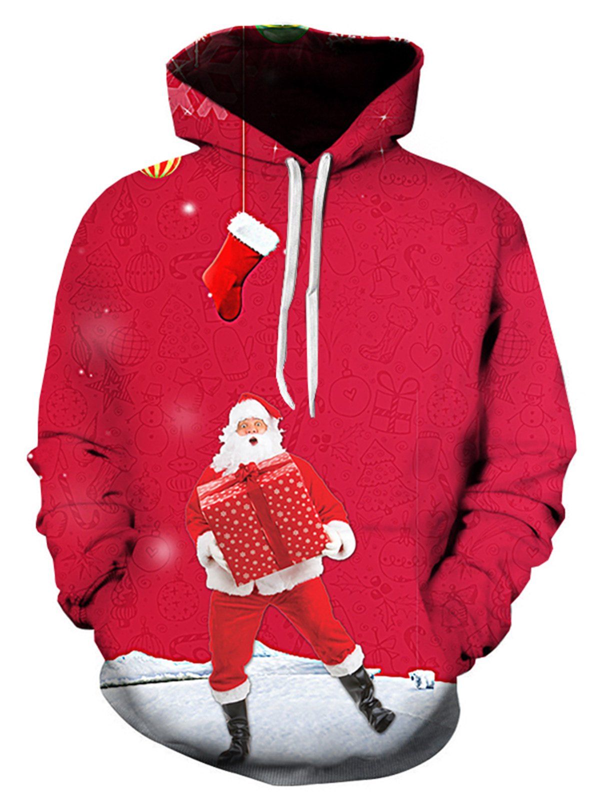 [61% OFF] 3D Christmas Santa Print Pullover Hoodie | Rosegal