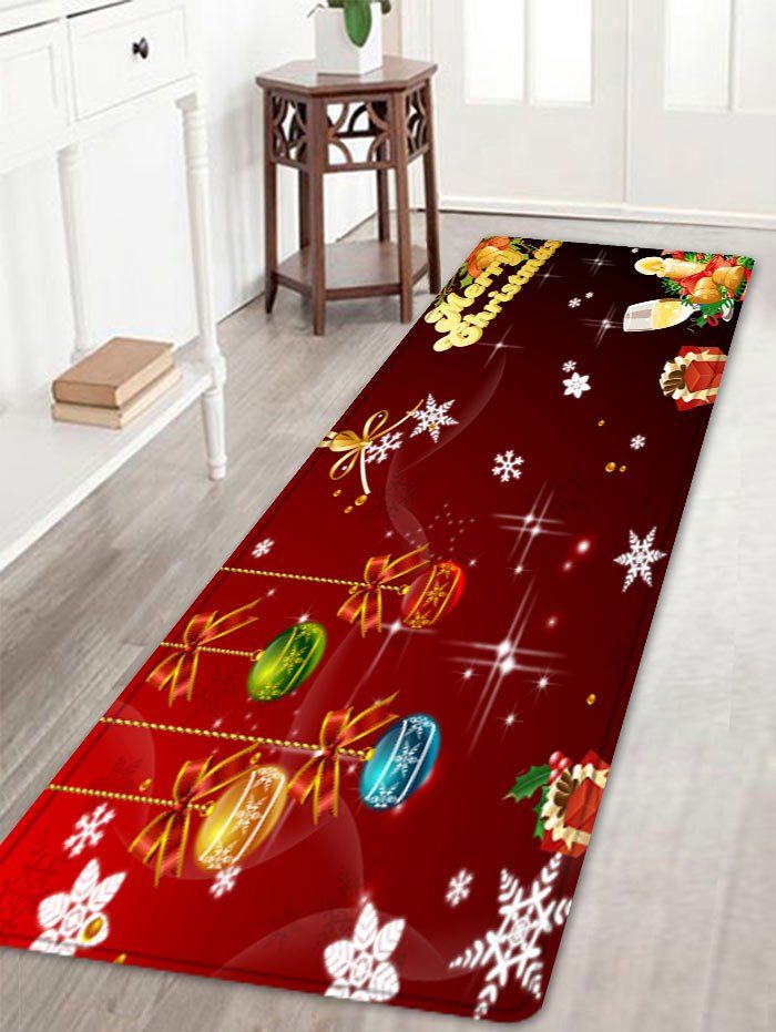 

Christmas Baubles Letters Pattern Anti-skid Water Absorption Area Rug, Red