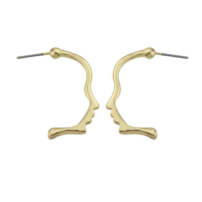 

Alloy Funny Face Stud Earrings, Golden