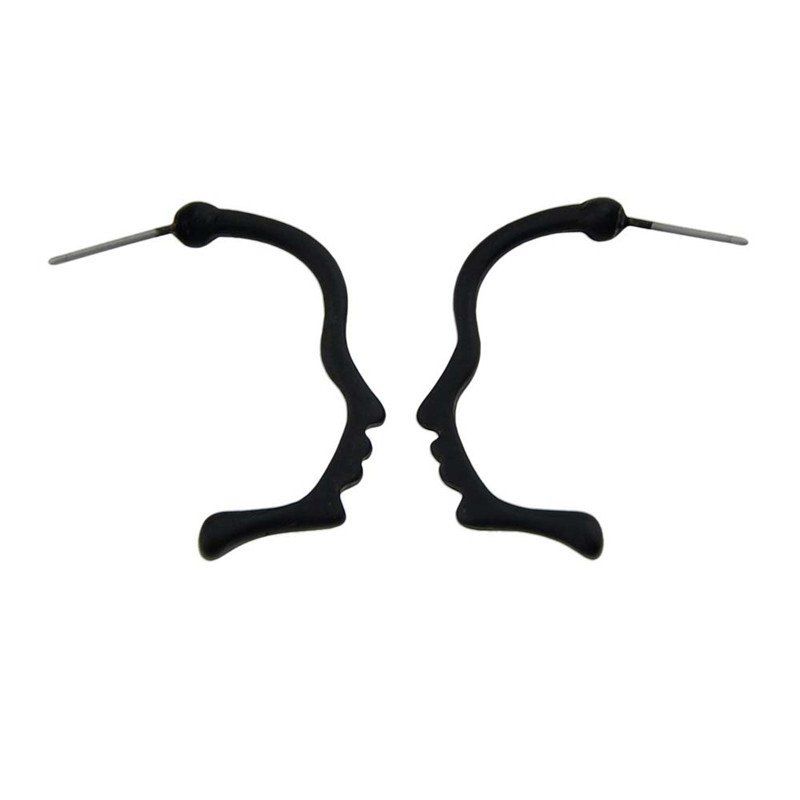 

Alloy Funny Face Stud Earrings, Black