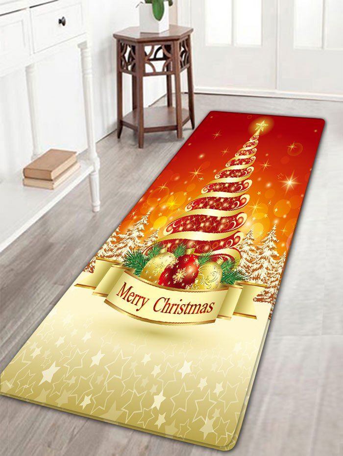 

Christmas Tree Pattern Flannel Nonslip Bath Rug, Colormix