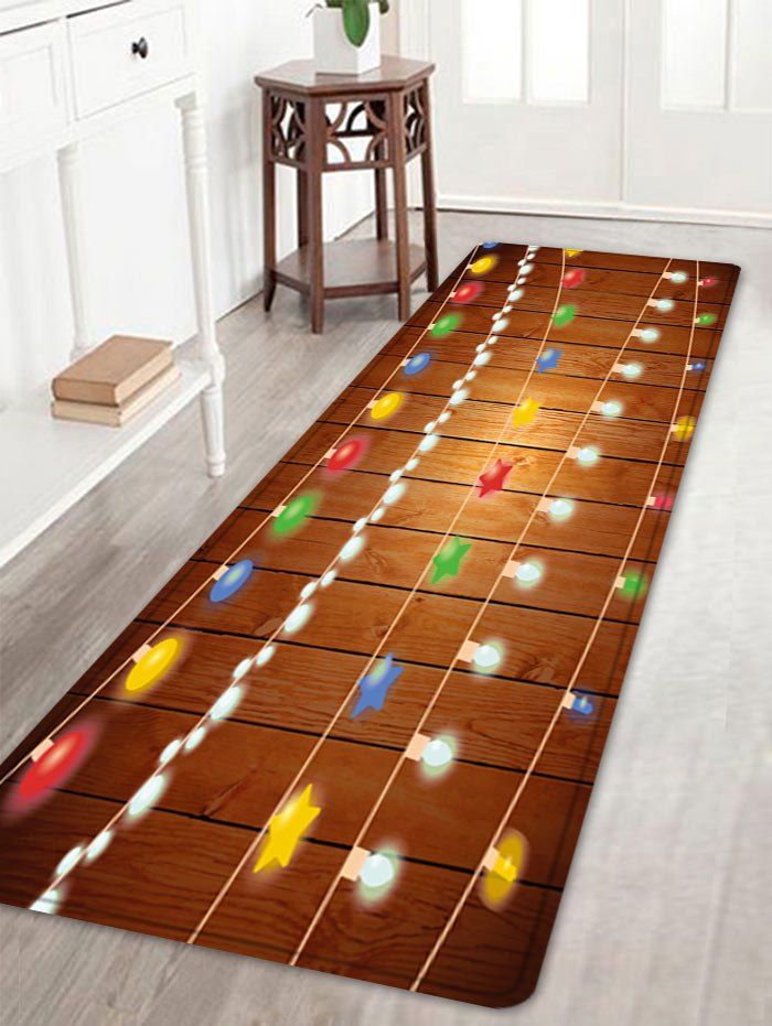 

Christmas String Lights Pattern Anti-skid Water Absorption Area Rug, Colormix