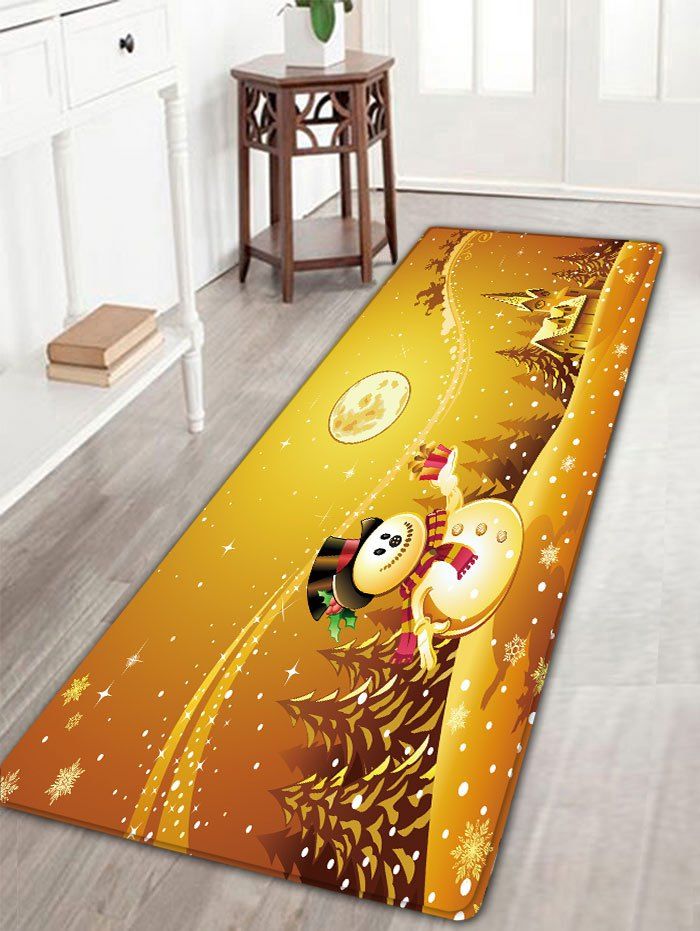 

Flannel Antiskid Christmas Printed Bath Mat, Golden