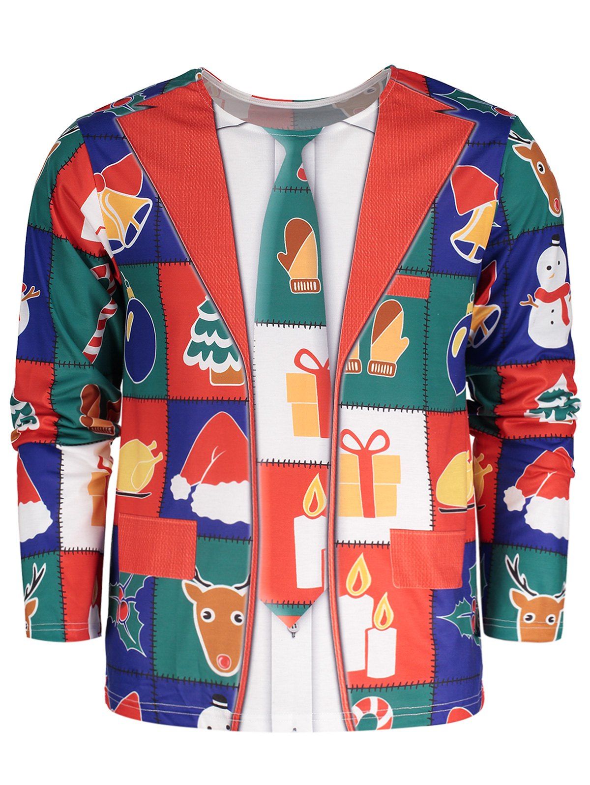 

Allover Christmas Pattern Long Sleeve T-shirt, Colormix