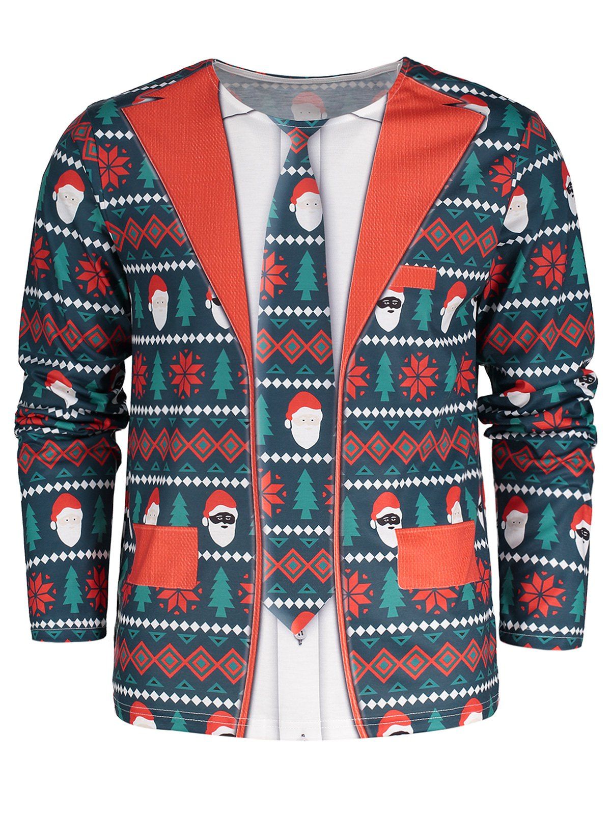 

Allover Christmas Pattern Long Sleeve T-shirt, Blue