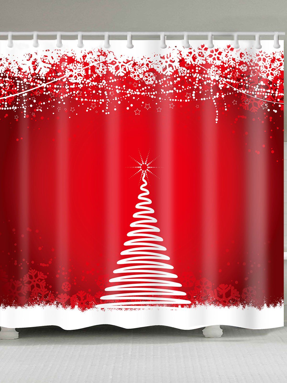 

Waterproof Snowflake Pattern Shower Curtain, Red
