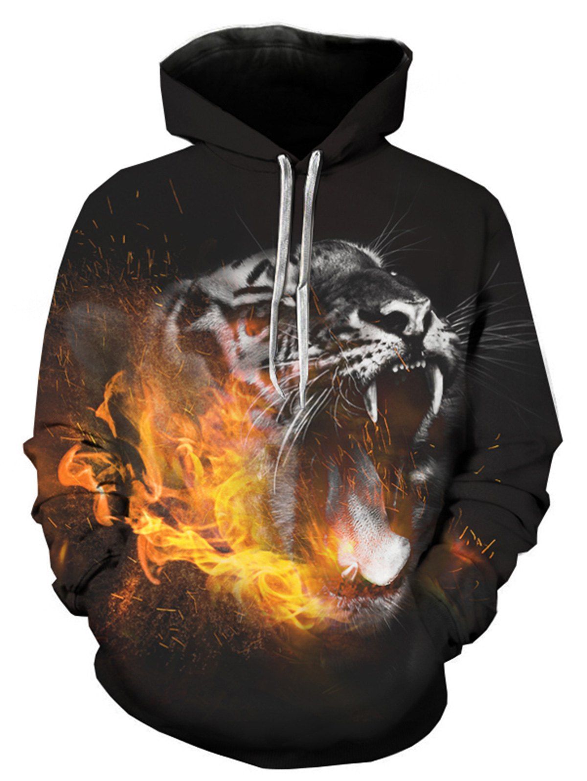

3D Leopard Flame Print Pullover Hoodie, Colormix