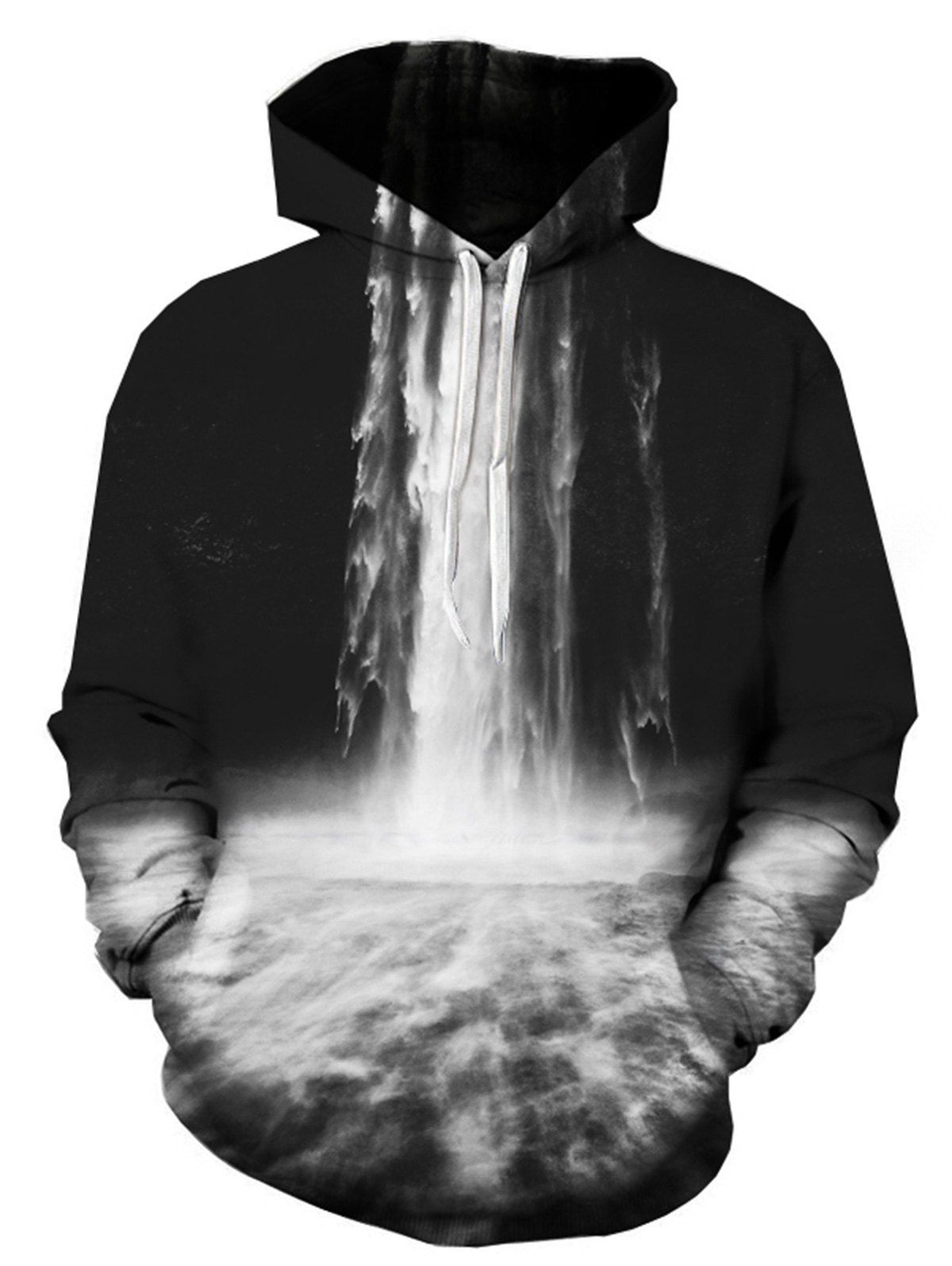 

3D Falls Print Pullover Hoodie, Colormix