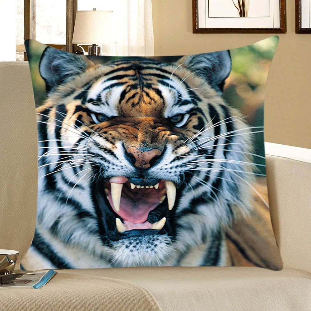 

Tiger Head Pattern Square Pillow Case, Colorful