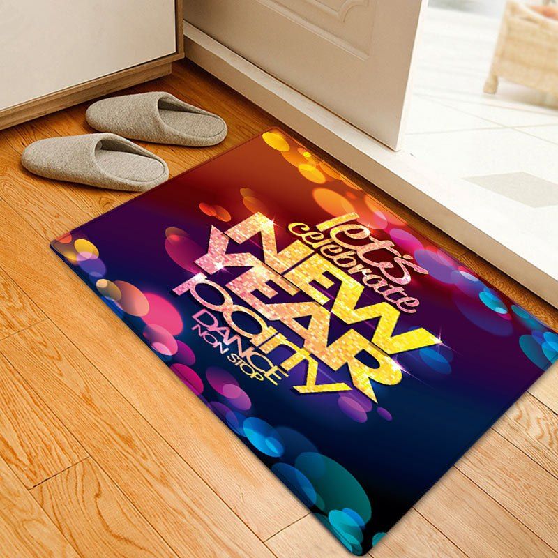

New Year Party Pattern Anti-skid Water Absorption Area Rug, Colormix