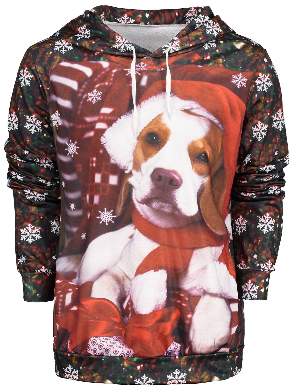 

Snowflake Print Christmas Dog Pullover Hoodie, Colormix