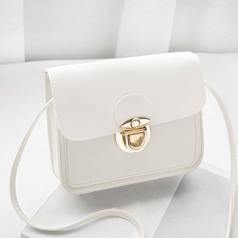 

Faux Leather Stitching Crossbody Bag, White