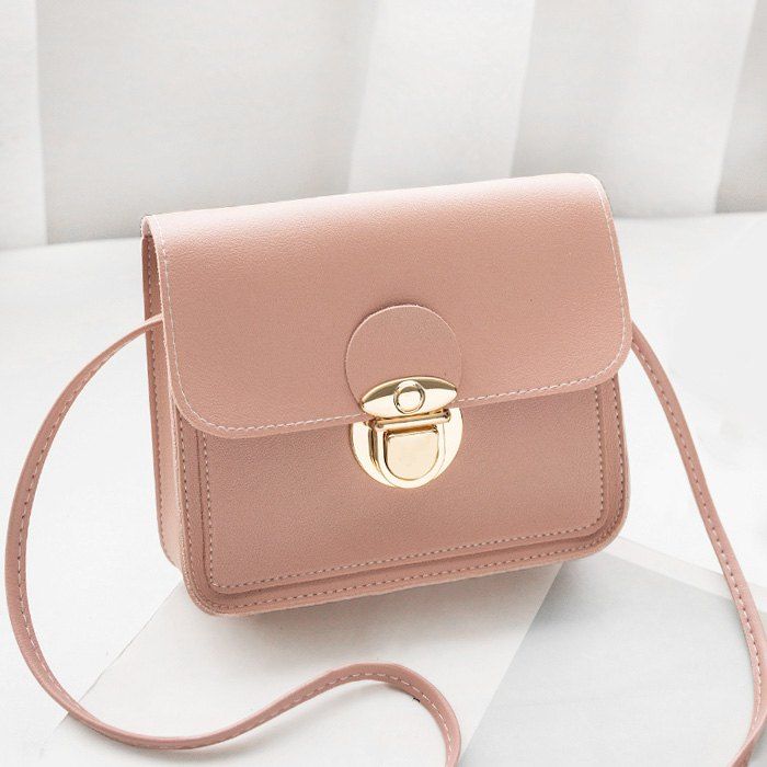 

Faux Leather Stitching Crossbody Bag, Pink