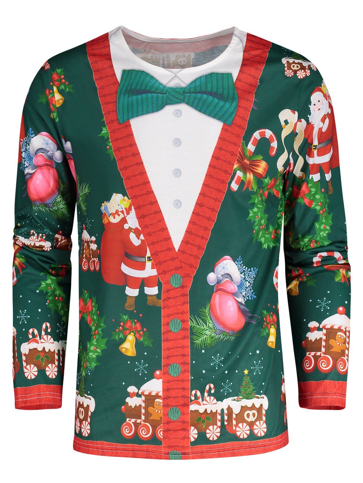 

Santa Claus 3D Printed Christmas Tee, Green
