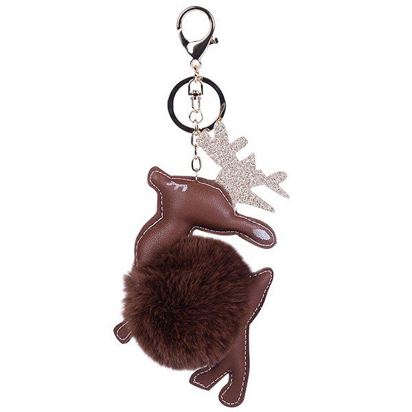 

Artificial Leather Christmas Deer Keychain, Espresso