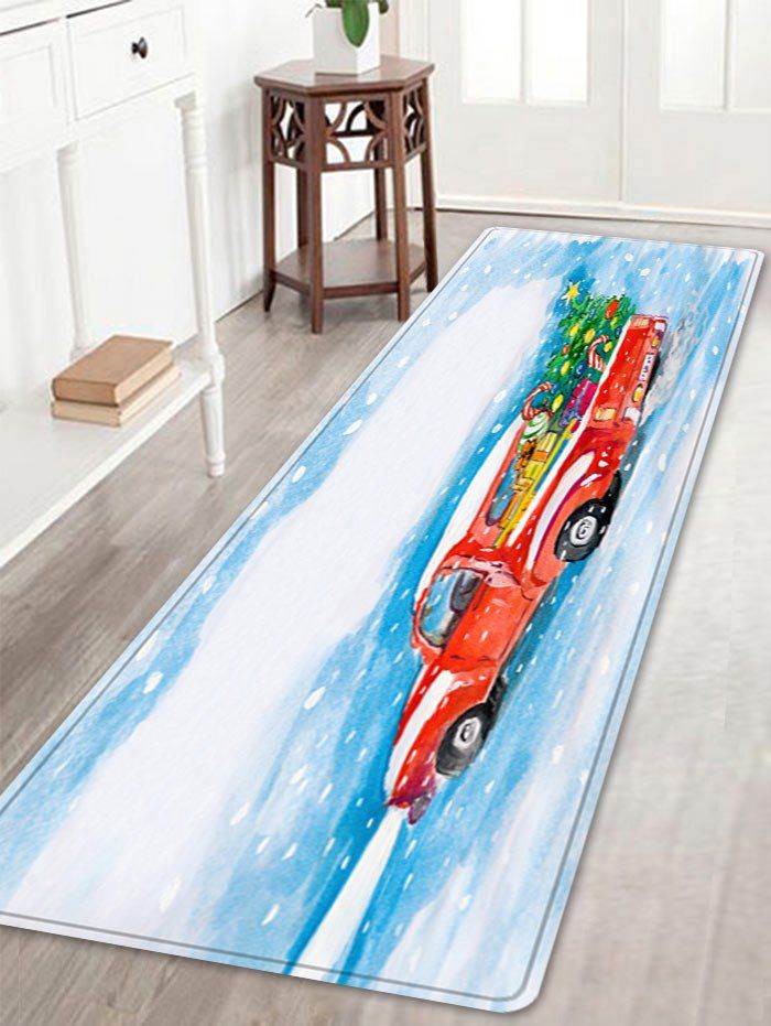 

Christmas Tree Car Pattern Anti-skid Water Absorption Area Rug, Colormix