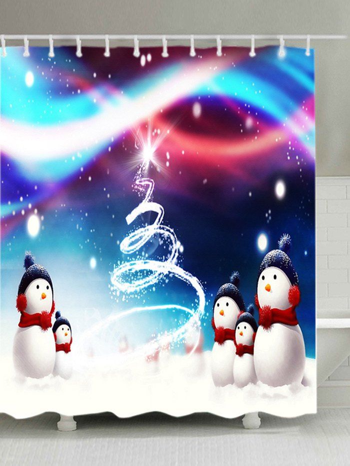 

Christmas Snowmen Snowfield Print Waterproof Bathroom Shower Curtain, Colormix