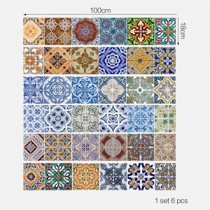 Colorful 6pcs 39 7 Inch No Frame Bohemian Ceramic Tiles Patterned Bohemian Ceramic Tiles Patterned Stair Stickers