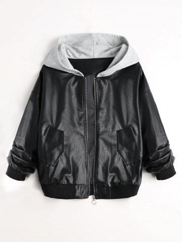 Leather Jackets - Free Shipping, Discount and Cheap Sale | RoseGal.com -42% Faux Leather Plus Size Color Block Jacket