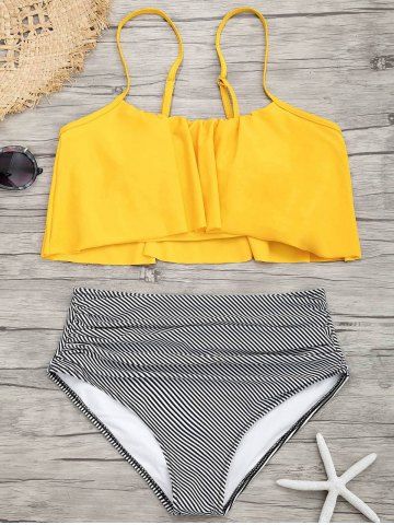 2019 High Waist Scalloped Tropical Halter Top Bikini | Rosegal.com