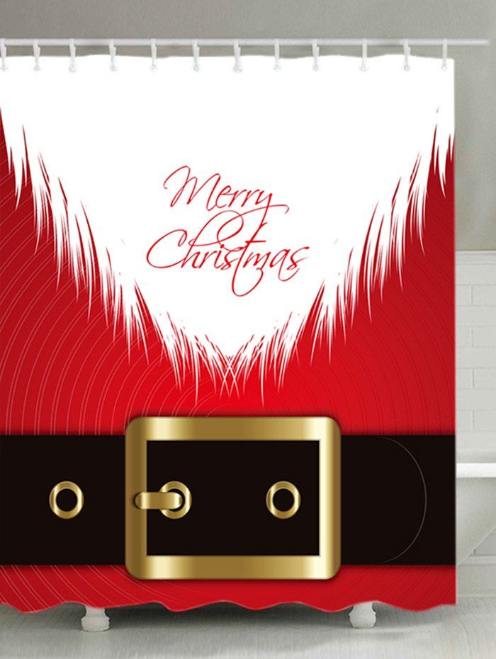 

Christmas Santa Costume Print Waterproof Bathroom Shower Curtain, Red