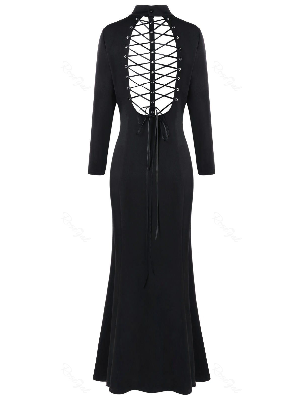 

Plus Size Zipper Criss Cross Cutout Long Sleeve Dress, Black